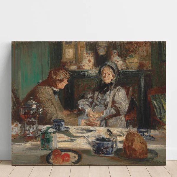 Reproduktion af maleriet Le Peintre Sickert et sa Mère, Petit-déjeuner à Neuville - Jacques-Émile Blanche
