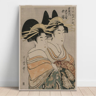 Les courtisanes Kasugano et Utahama de Tamaya - Kitagawa Utamaro | Reproduction Tableau Décoration murale affiche copie