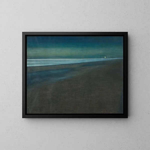Vue de la plage la nuit - Léon Spilliaert — indrammet kunstværk på væggen