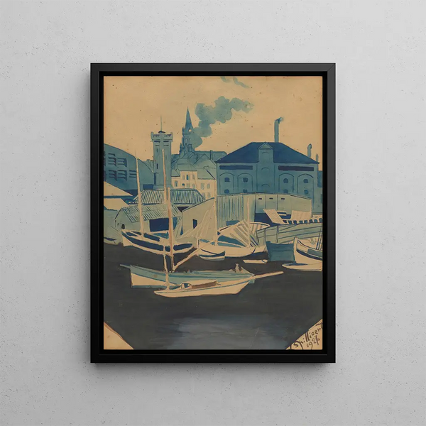 Vue sur le port - Léon Spilliaert — indrammet kunstværk på væggen