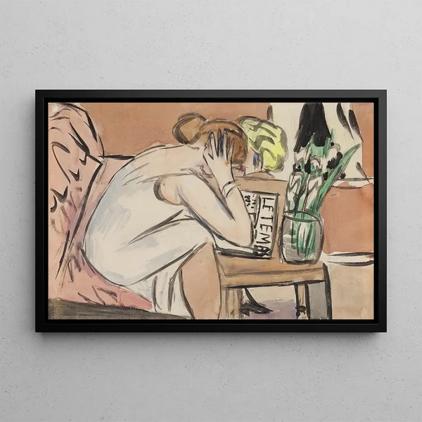Uden titel to unge piger læser - Max Beckmann — indrammet kunstværk på væggen