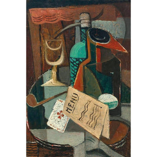 Nature Morte au Menu et au Siphon - Louis Marcoussis | Reproduction Tableau Décoration murale affiche copie