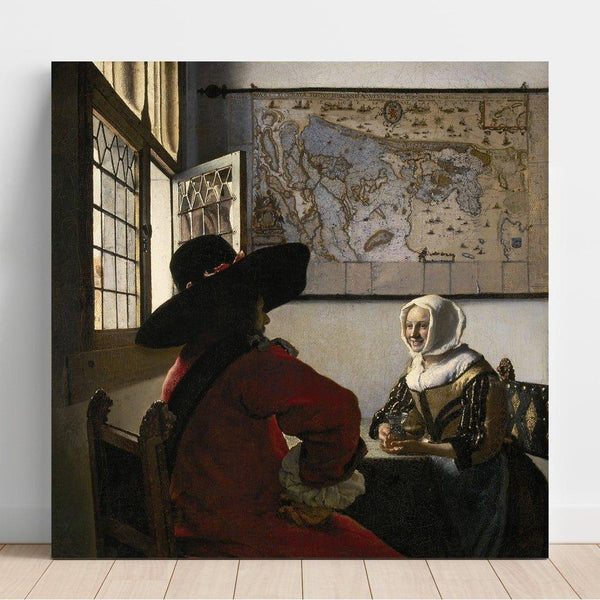 Reproduktion af maleriet Officier og pige der griner - Johannes Vermeer
