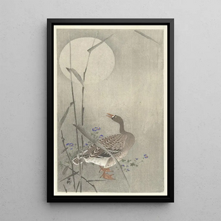 Ohara Koson - Goose at full moon.webp