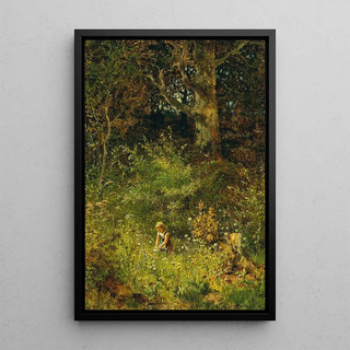 Olga WisingerFlorian - A girl gathering flowers in a forest glade.webp