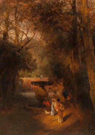 Oswald Achenbach - Gardens and fountain of the Villa Torlonia Frascati Rome.webp