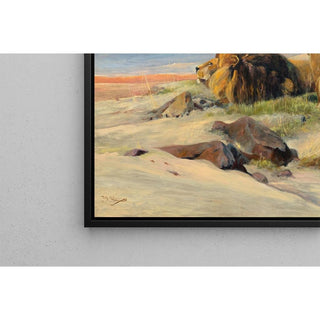 Paire de lions dans la steppe - Wilhelm Kuhnert | Reproduction Tableau Décoration murale affiche copie