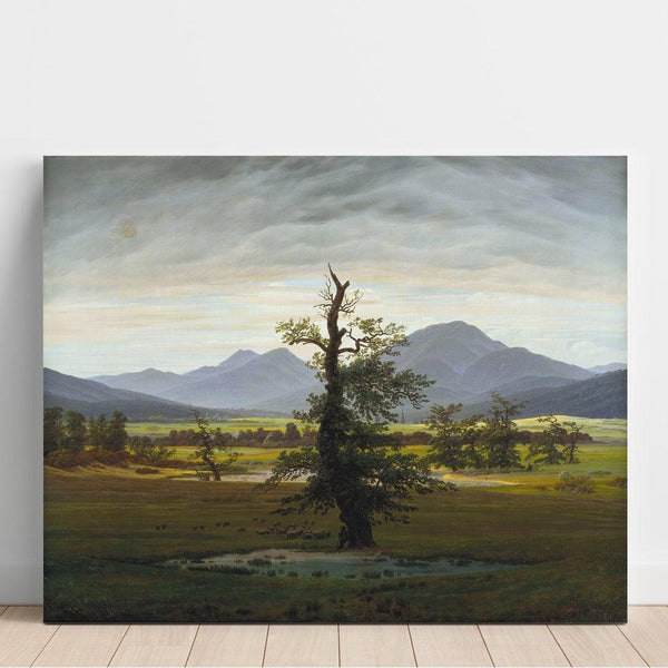 Reproduktion af maleriet Landskabsmaleri af landsby i morgensolens lys - Caspar David Friedrich