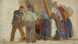 Peder Severin Kryer - Morning at Hornbk Men and women bargining.webp