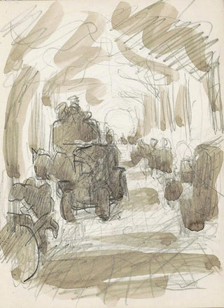 Reijer Stolk - Overdekte galerij met figuren en een paardenkar.webp