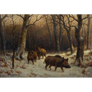 Sangliers dans la neige - Rosa Bonheur | Reproduction Tableau Décoration murale affiche copie