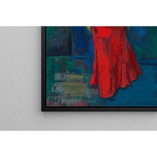 Sans titre Femme en robe jaune et rouge - Karl Wiener | Reproduction Tableau Décoration murale affiche copie