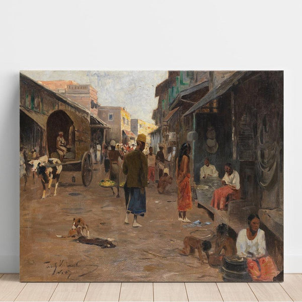 Reproduktion af maleriet Gadebillede i Ceylan (Sri Lanka) - Wilhelm Kuhnert