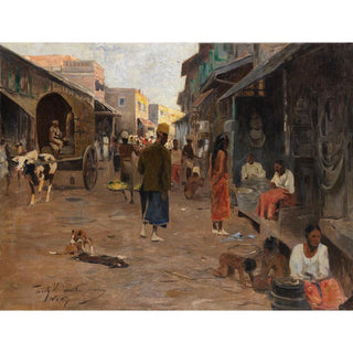Scène de rue à Ceylan Sri Lanka - Wilhelm Kuhnert | Reproduction Tableau Décoration murale affiche copie