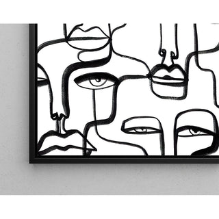 Tableau décoratif noir et blanc – Regards Entrelacés | Poster Minimaliste Visages en Ligne Continue | Affiche Abstraite Moderne pour Salon ou Chambre