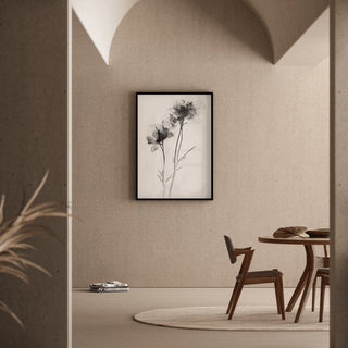 Tableau design noir et blanc – Évanescence Florale | Poster Minimaliste Botanique Élégant | Affiche Contemporaine Fleur Transparente Style Épuré