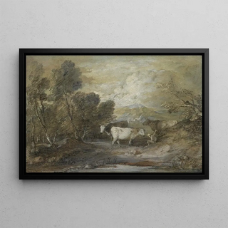 Thomas Gainsborough - A Herdsman with Three Cows by an Upland Pool.webp
