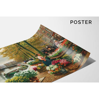 Un marché aux fleurs à Amsterdam - Henri Houben | Reproduction Tableau Décoration murale affiche copie