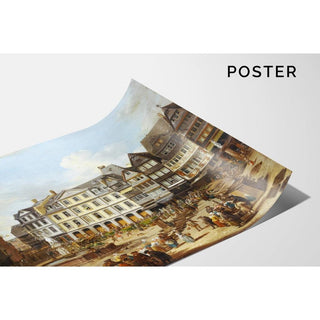 Un marché sur le Römerberg à Francfort - Christian Georg Schütz | Reproduction Tableau Décoration murale affiche copie