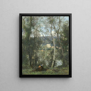 Une Femme Ramassant du Bois à Ville-d'Avray - Jean-Baptiste Camille Corot | Reproduction Tableau Décoration murale affiche copie