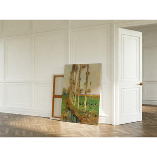 Une avenue bordée de peupliers avec des dindes - Marie Egner | Reproduction Tableau Décoration murale affiche copie