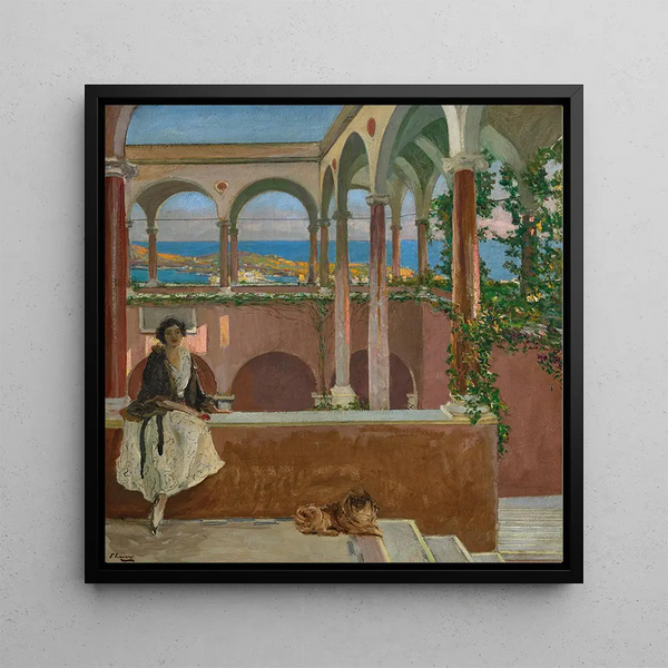 Une villa sur la Riviera - Sir John Lavery — indrammet kunstværk på væggen