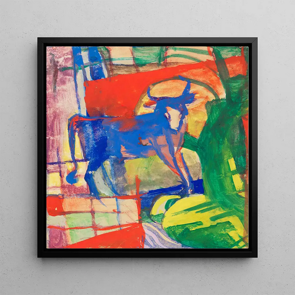 Vache bleue - Franz Marc — indrammet kunstværk på væggen