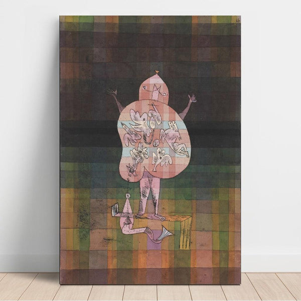 Reproduktion af maleriet Ventriloquist og annoncør i landskabet - Paul Klee