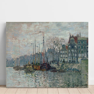 Vue de la Prins Hendrikkade et du Kromme Waal à Amsterdam - Claude Monet | Reproduction Tableau Décoration murale affiche copie