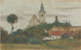 Walther Gamerith - Landschaft mit Kirche und Dorf.webp