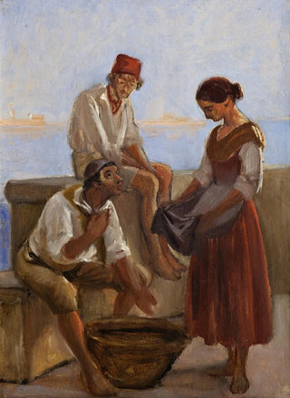 Wilhelm Marstrand - A young girl and two fishermen.webp