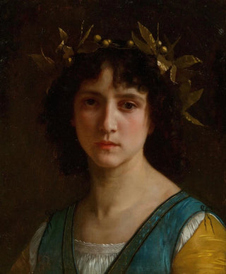 William Bouguereau - Tte dItalienne avec une couronne de laurier Head of an Italian girl with a laurel wreath.webp