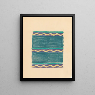 Winold Reiss - Miscellaneous small sketches for inlaid table tops Design with green lines and yellow wave motif.webp