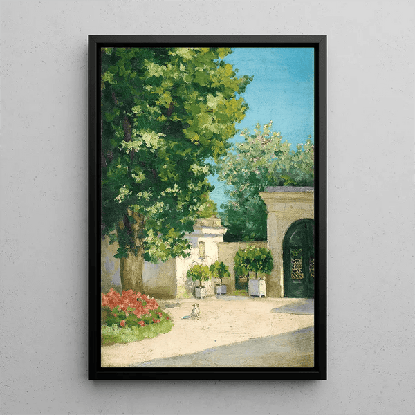 Reproduktion af maleriet Yerres-maleri. De L’Exèdre, Le Porche De La Demeure Familiale - Gustave Caillebotte