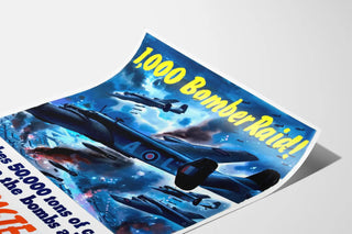 Vintage militærplakat 1000 Bomber Raid - Plakat til vægdekoration