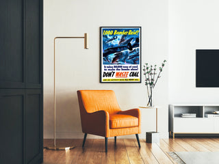 Vintage militærplakat 1000 Bomber Raid - Plakat til vægdekoration