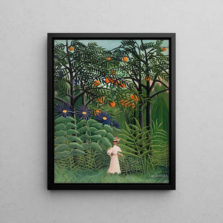 Kvinde, der går i en eksotisk skov - Henri Rousseau | Kunsttryk Maleri Vægdekoration plakat kopi