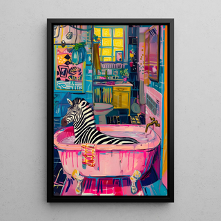 Dyreplakat - Zebra i badekarret