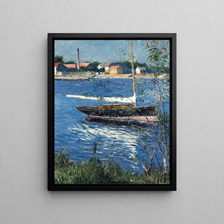 Båd for anker på Seinen i Argenteuil - Gustave Caillebotte | Kunsttryk Maleri Vægdekoration plakat kopi
