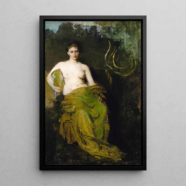 Figur med halvt dækket klæde - Abbott Handerson Thayer — indrammet kunstværk på væggen