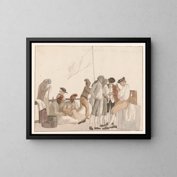 "Compagnie à bord du navire l'Heureuse Marianne" - Abraham Louis Rodolphe Ducros — indrammet kunstværk på væggen