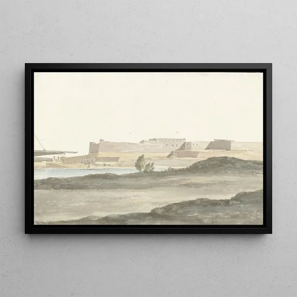 AbrahamLouisRodolphe Ducros - Gezicht op het kasteel in de haven van Barletta.webp