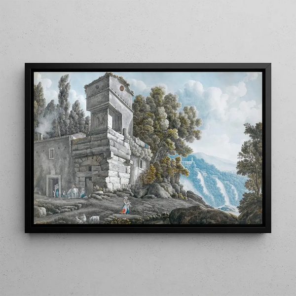 AbrahamLouisRodolphe Ducros - View Of A Villa Beside The Cascades At Tivoli With Figures Below.webp