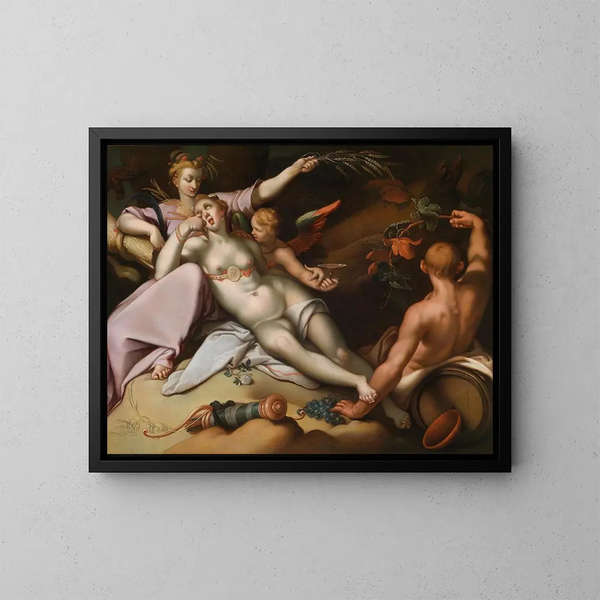 uden Bacchus og asken, Venus fryser - Abraham Bloemaert — indrammet kunstværk på væggen