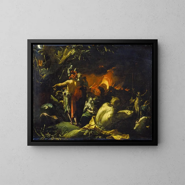 La destruction de Troie - Abraham Bloemaert — indrammet kunstværk på væggen