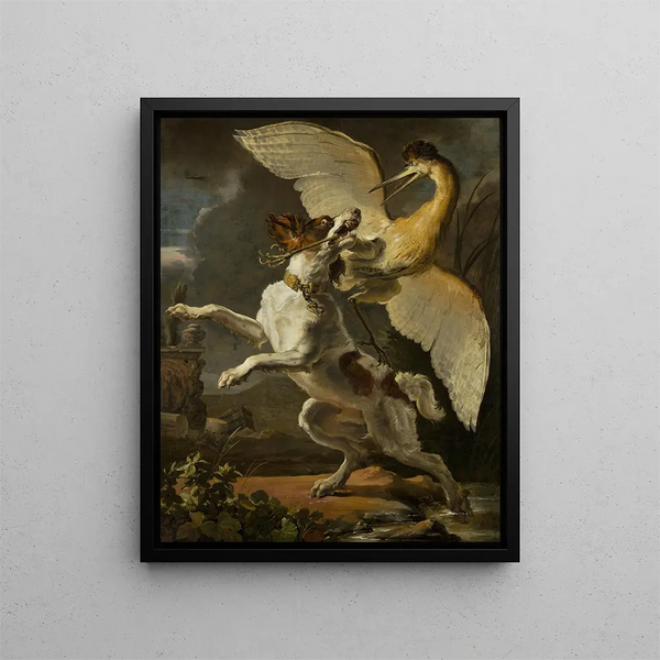 Abraham Hondius - Dog fighting a heron.webp