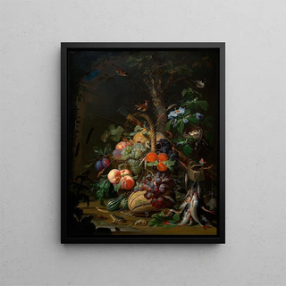Abraham Mignon - Stillleben mit FrchtenFischen und Vogelnest.webp