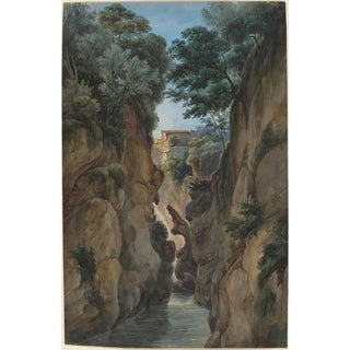 Achille Etna Michallon - View of a Waterfall through a Ravine.webp
