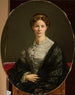 Portræt af en dame med et blondehovedtørklæde - Adalbert Begas — visning af kunstværket