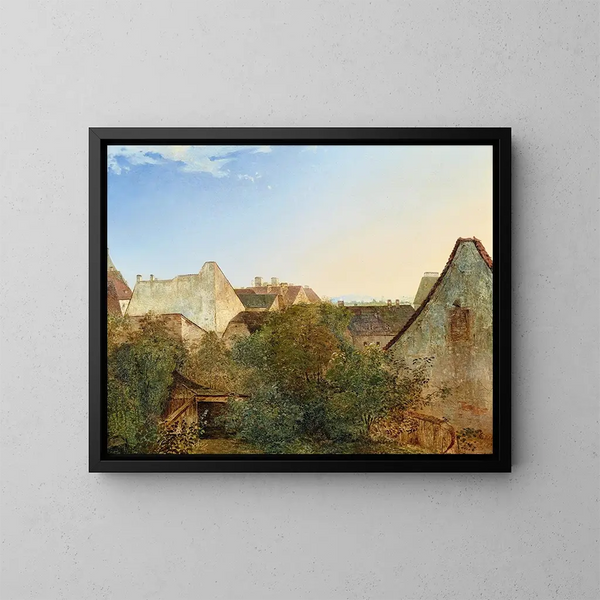 Vue sur les maisons de banlieue de Vienne, Beatrixgasse - Adalbert Stifter — indrammet kunstværk på væggen
